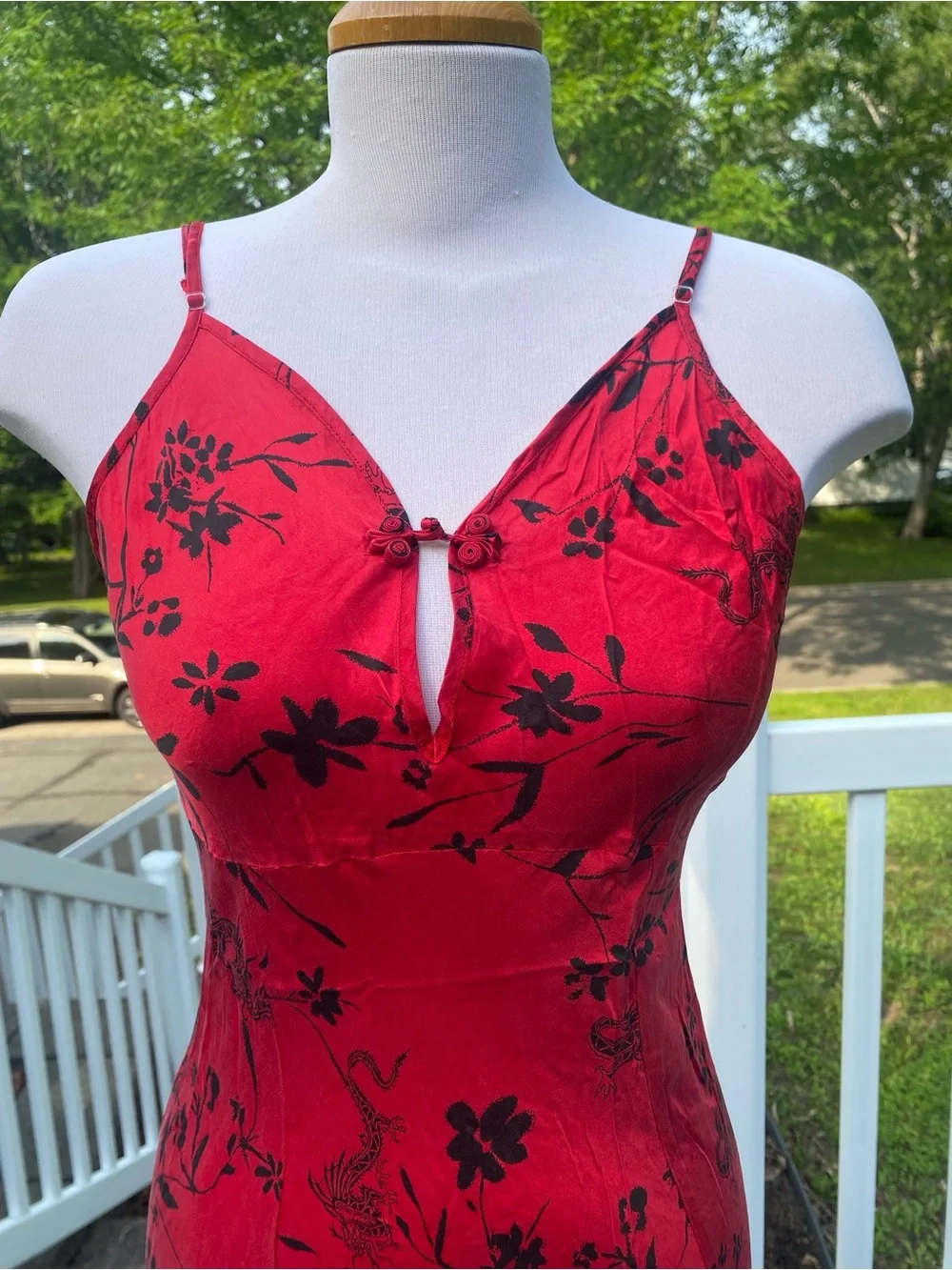 VTG La Vie En Rose Red Floral Slip Maxi Dress - Picture 2 of 4